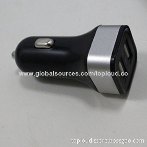 Car Chargers, Dual USB, 12-24V DC, 5V/2.1A, Suitable for Smartphone